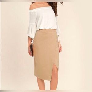 NWT LULUS Perfectionist Beige Pencil Skirt